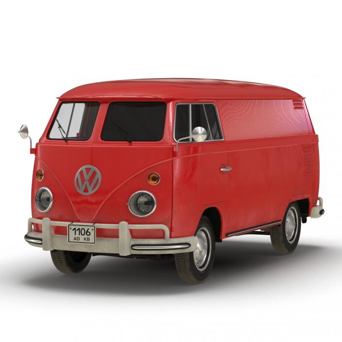 Volkswagen Type 2 Panel Van Simple Interior Red 3D