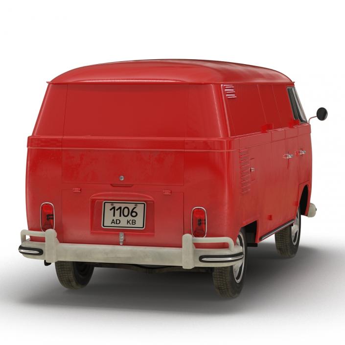 Volkswagen Type 2 Panel Van Simple Interior Red 3D