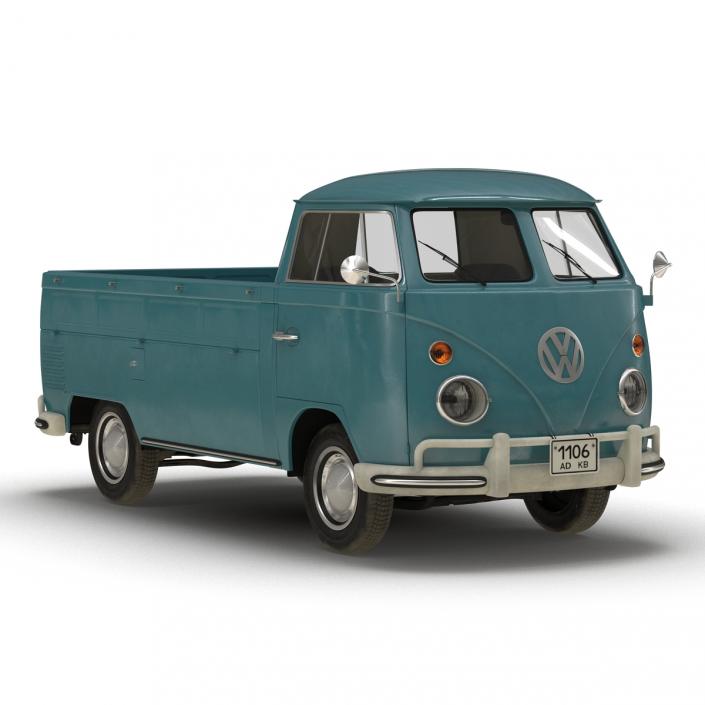 Volkswagen Type-2 Single Cab Pick-Up Simple Interior Blue 3D