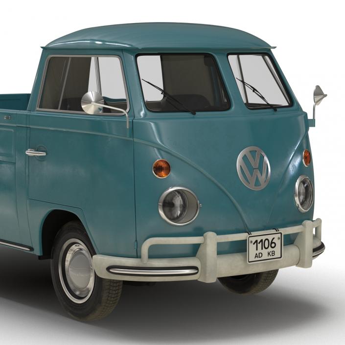 Volkswagen Type-2 Single Cab Pick-Up Simple Interior Blue 3D