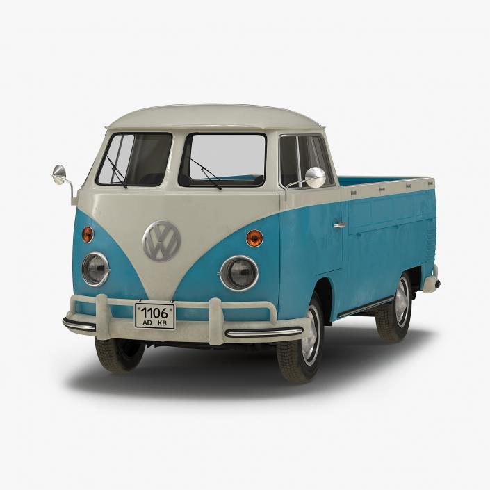 Volkswagen Type-2 Single Cab Pick-Up Simple Interior Blue 2 3D model