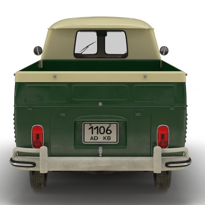 3D Volkswagen Type-2 Single Cab Pick Up Simple Interior Green model