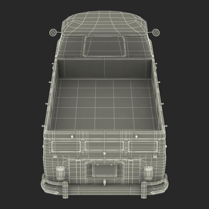 3D Volkswagen Type-2 Single Cab Pick Up Simple Interior Green model