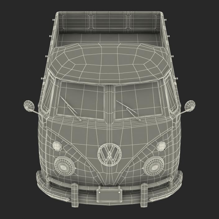 3D model Volkswagen Type-2 Single Cab Pick-Up Simple Interior Green 2