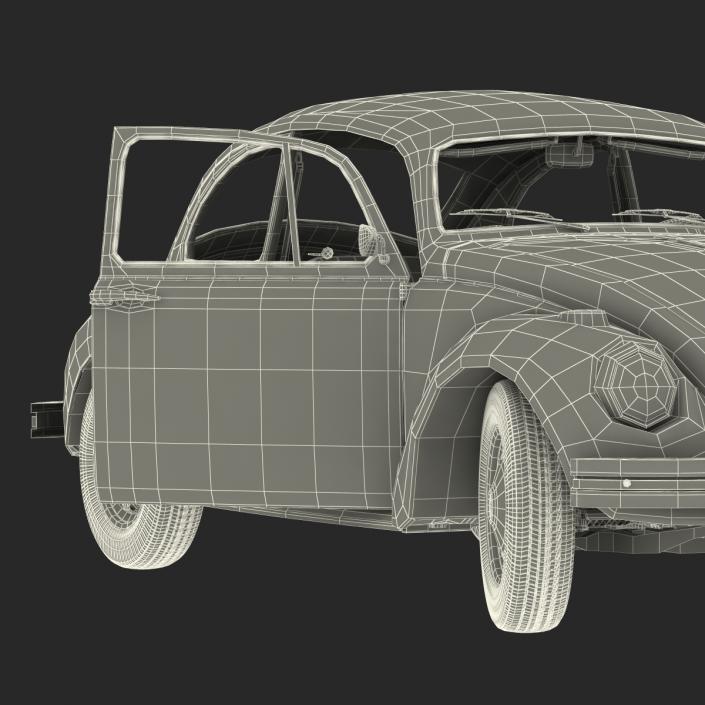 3D model Volkswagen Beetle 1966 Rigged Black
