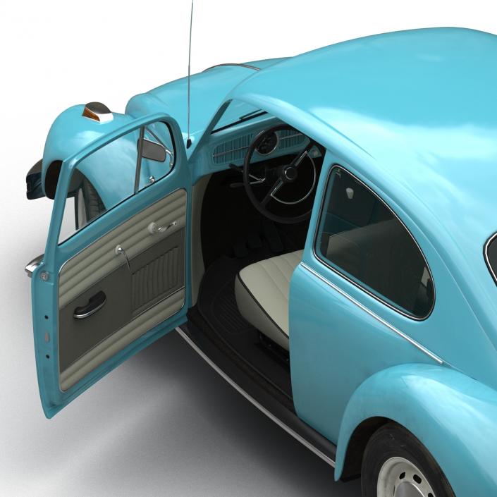 Volkswagen Beetle 1966 Rigged Blue 3D model