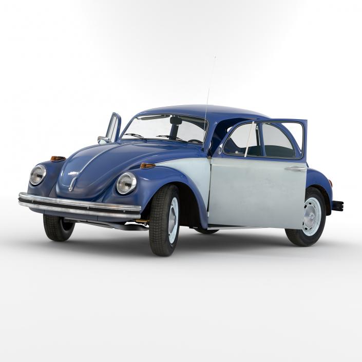 3D Volkswagen Beetle 1966 Rigged Blue 2