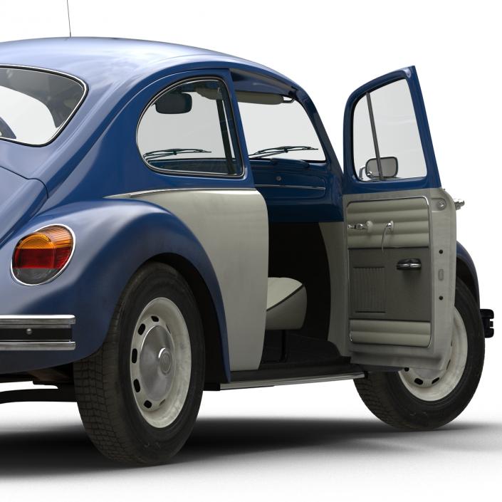 3D Volkswagen Beetle 1966 Rigged Blue 2