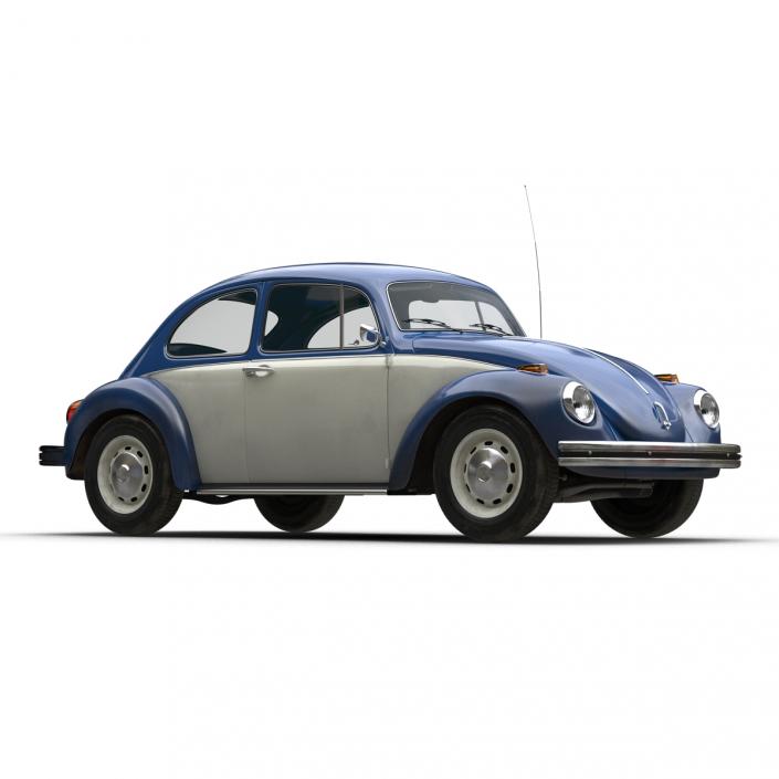 3D model Volkswagen Beetle 1966 Simple Interior Blue 2