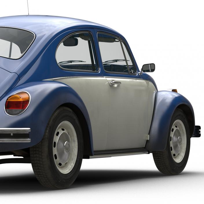3D model Volkswagen Beetle 1966 Simple Interior Blue 2