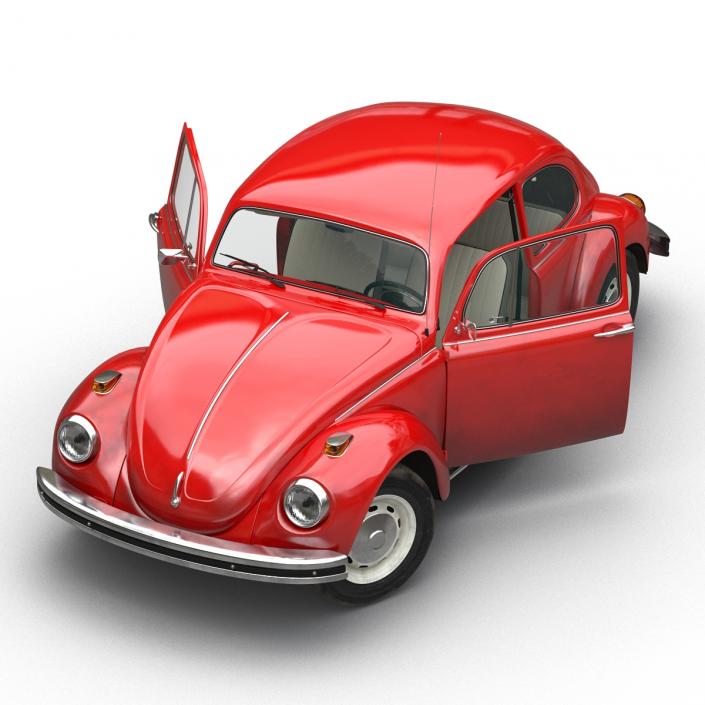 3D Volkswagen Beetle 1966 Rigged Red model
