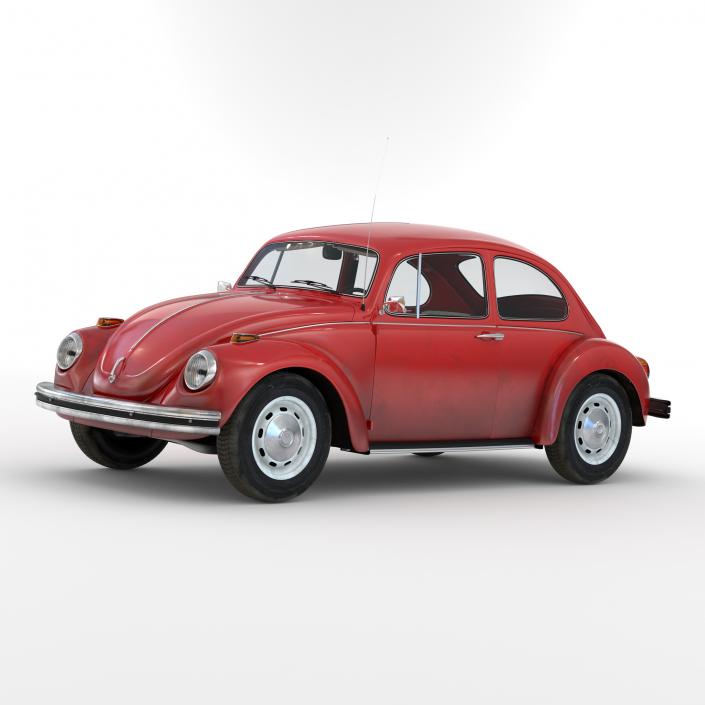 Volkswagen Beetle 1966 Simple Interior Red 3D