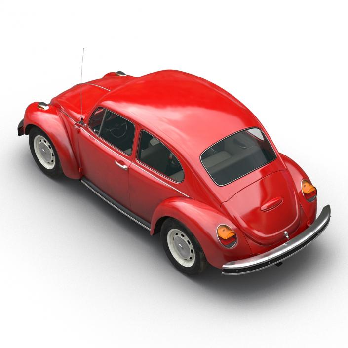 Volkswagen Beetle 1966 Simple Interior Red 3D
