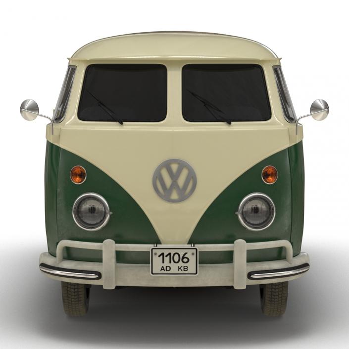 3D model Volkswagen Type 2 Panel Van Rigged Green