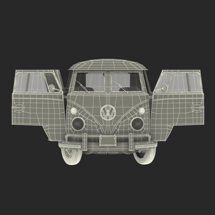 3D model Volkswagen Type 2 Panel Van Rigged Green