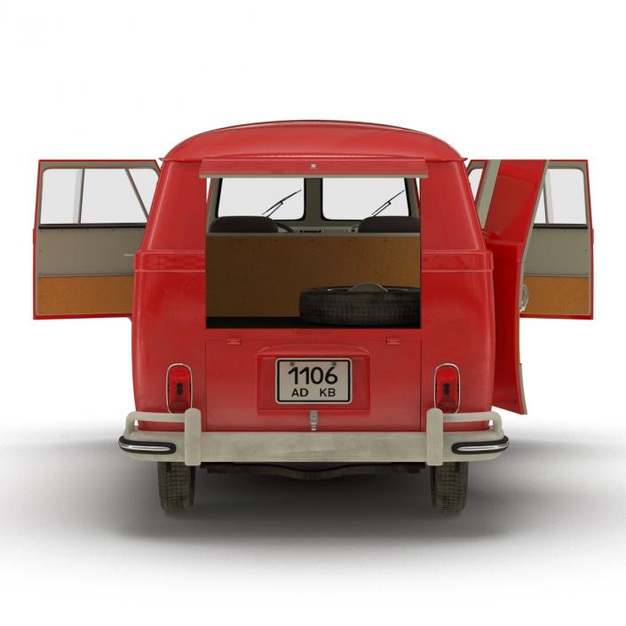3D Volkswagen Type 2 Panel Van Rigged Red model