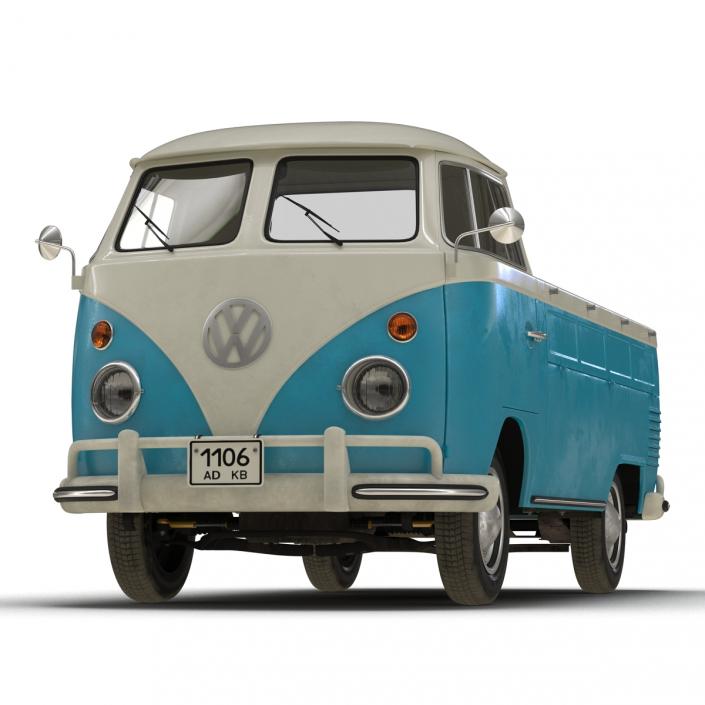 3D Volkswagen Type 2 Single Cab Pick Up Blue 2 model
