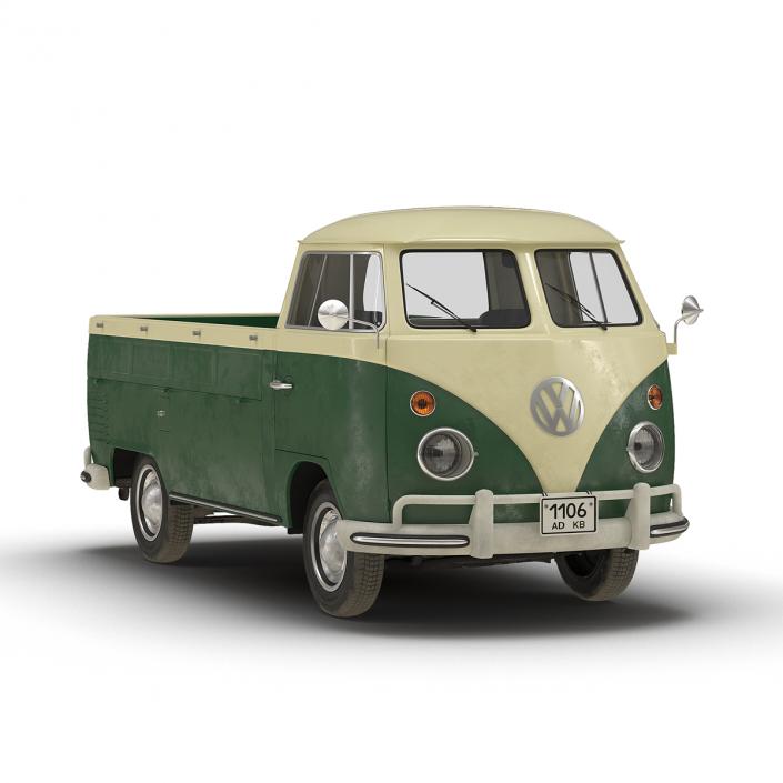 Volkswagen Type 2 Single Cab Pick Up Green 3D