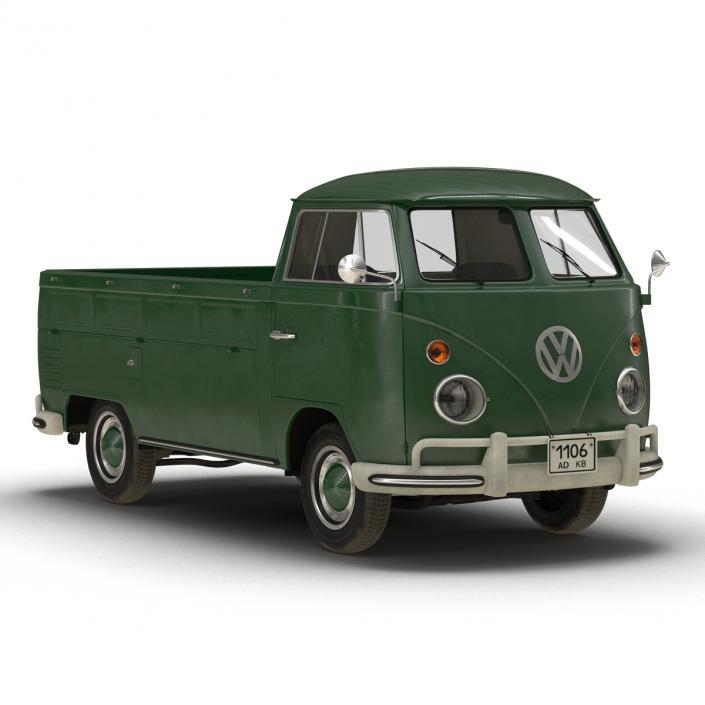 Volkswagen Type 2 Single Cab Pick-Up Green 2 3D model