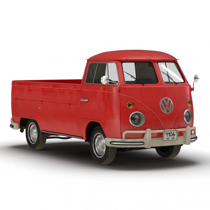 3D model Volkswagen Type 2 Single Cab Pick Up Red