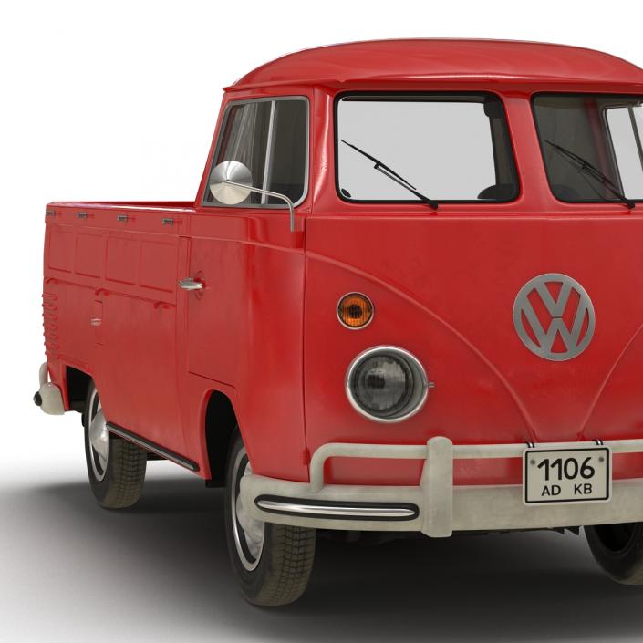 3D model Volkswagen Type 2 Single Cab Pick Up Red