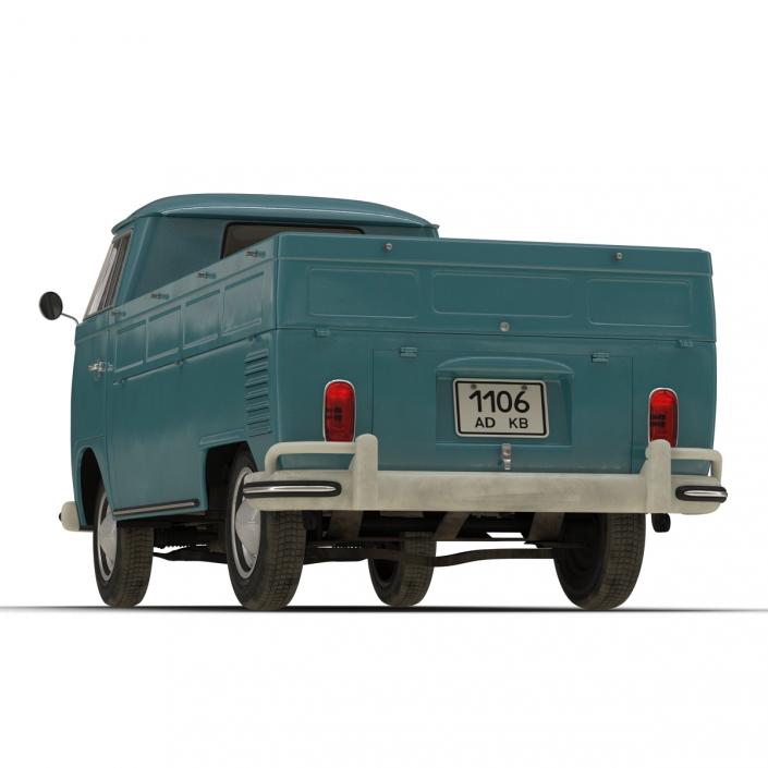 3D Volkswagen Type 2 Single Cab Pick Up Rigged Blue model
