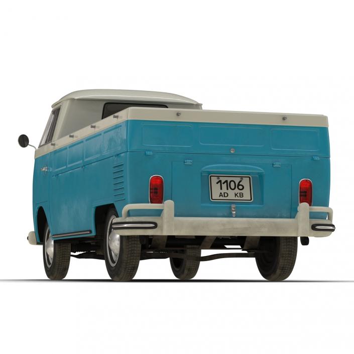 3D model Volkswagen Type 2 Single Cab Pick Up Rigged Blue 2