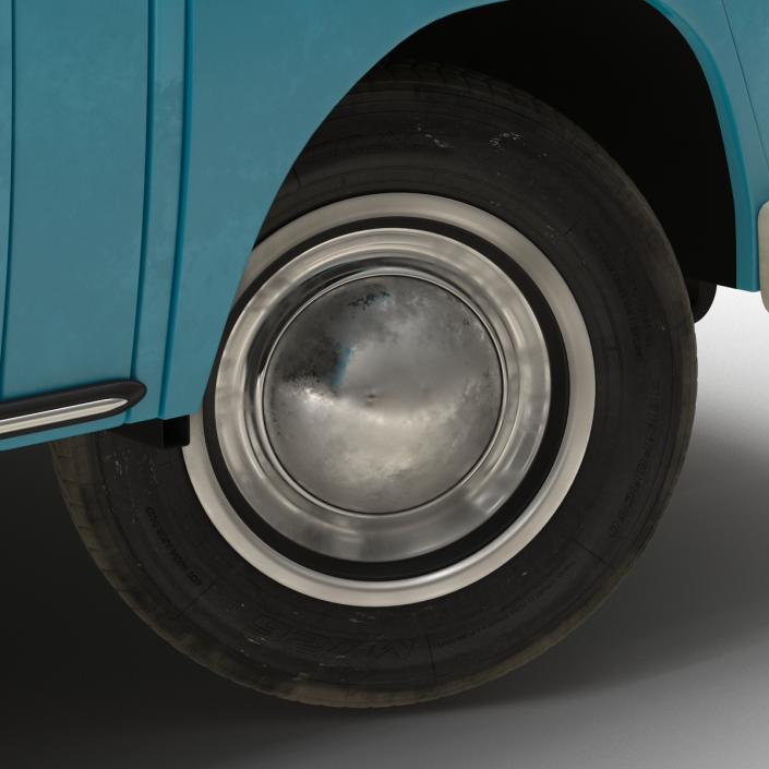 3D model Volkswagen Type 2 Single Cab Pick Up Rigged Blue 2