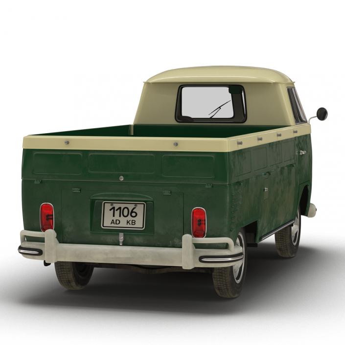 Volkswagen Type 2 Single Cab Pick Up Rigged Green 3D model