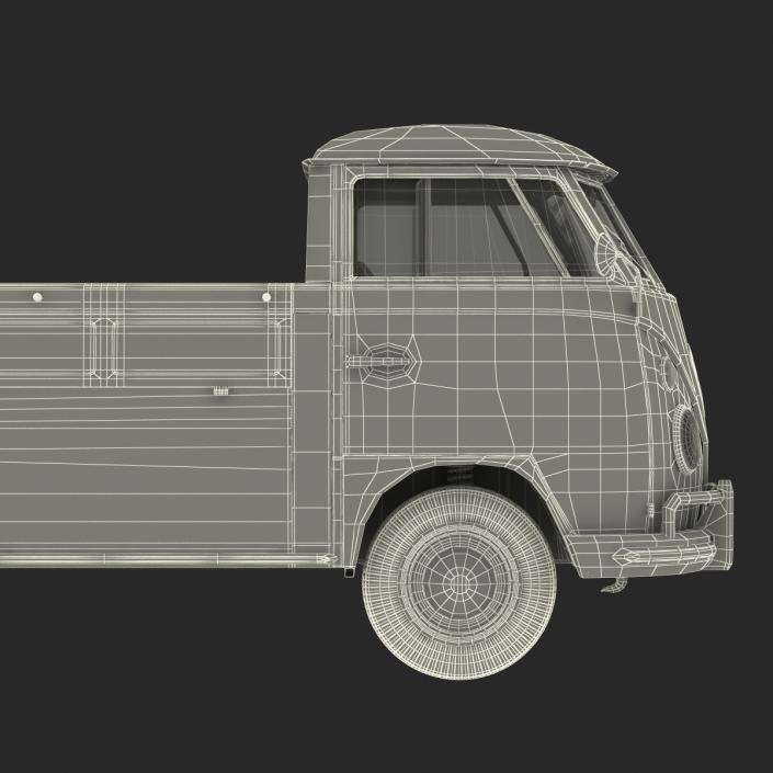 3D Volkswagen Type 2 Single Cab Pick Up Rigged Green 2