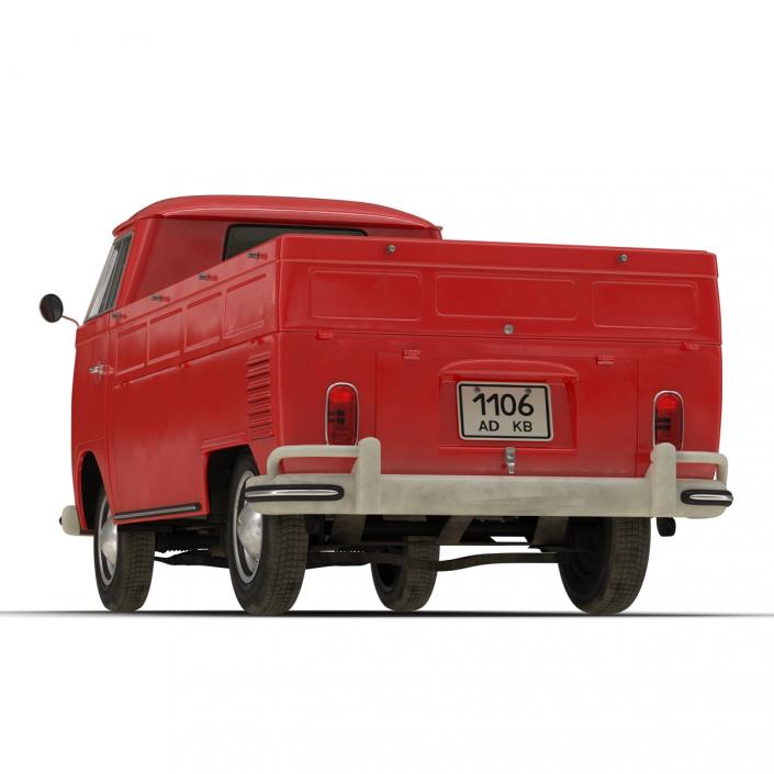 Volkswagen Type 2 Single Cab Pick Up Rigged Red 3D