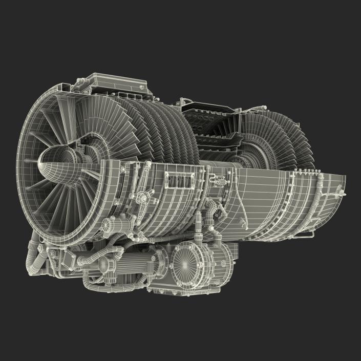 3D Turbojet Engine General Electric J85 Sectioned