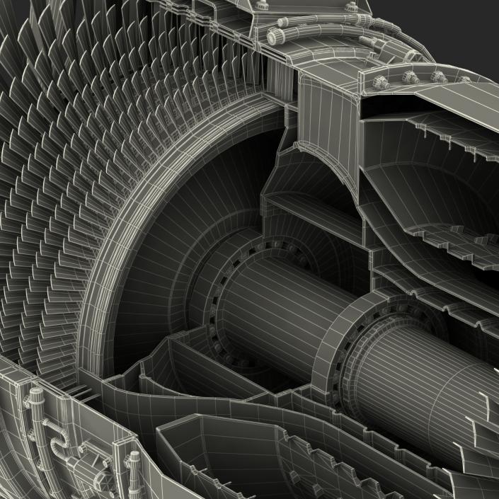 3D Turbojet Engine General Electric J85 Sectioned