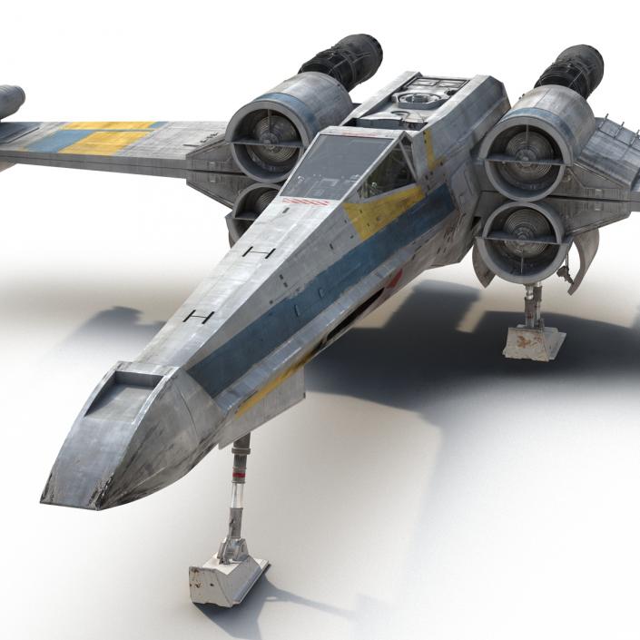 3D model Star Wars X-Wing Starfighter Rigged Blue