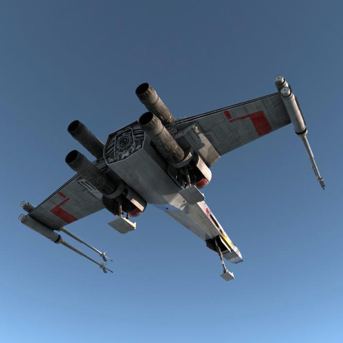Star Wars X-Wing Starfighter Rigged Red 3D model