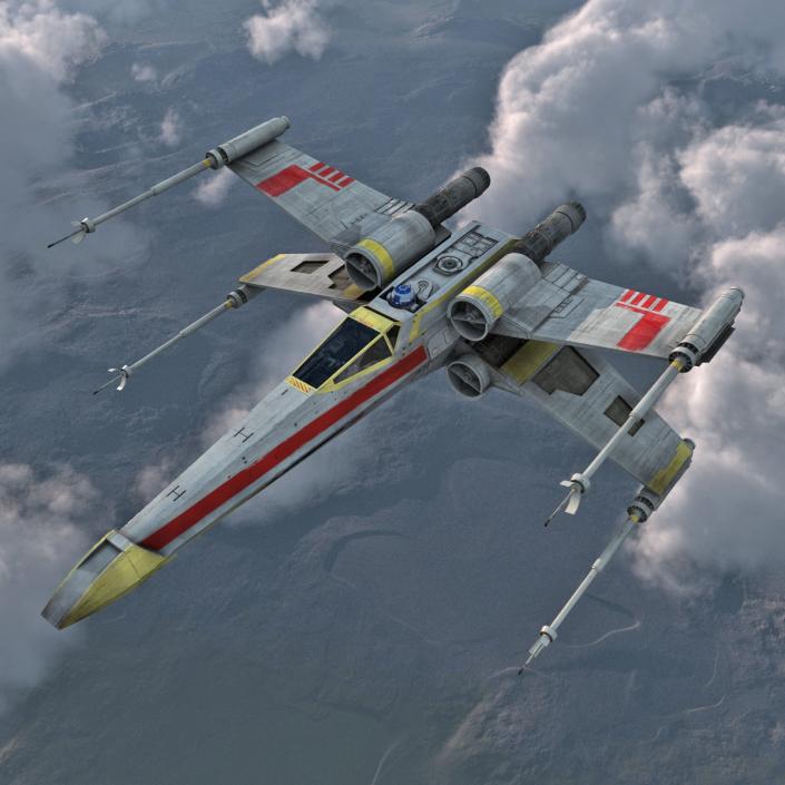 Star Wars X-Wing Starfighter and R2D2 Yellow 3D model