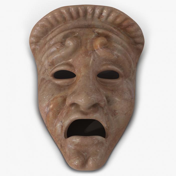 3D Theatre Tragedy Mask Red Marble
