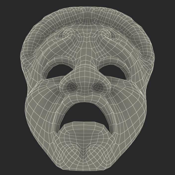 3D Theatre Tragedy Mask Red Marble