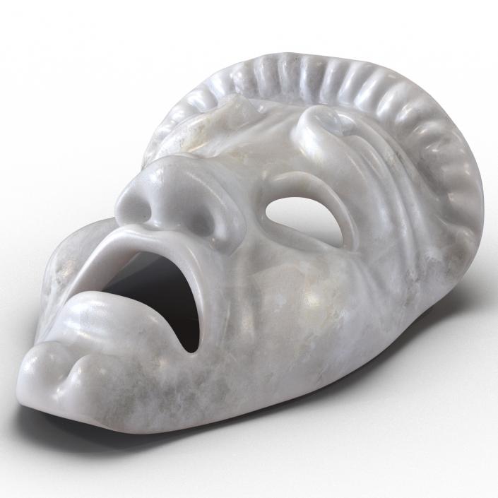3D Theatre Tragedy Mask White Marble model