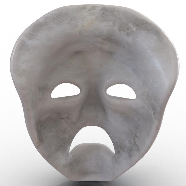 3D Theatre Tragedy Mask White Marble model