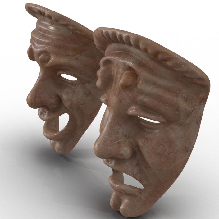 3D Theatre Masks Set Red Marble model