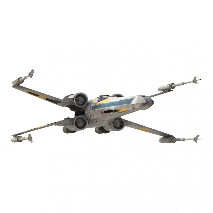 Star Wars X-Wing Starfighter and R2D2 Blue 3D
