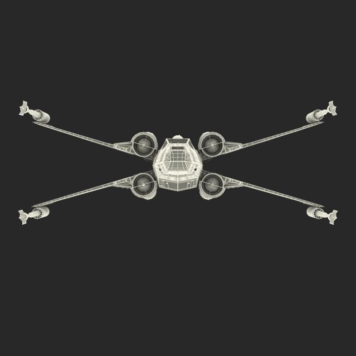 3D Star Wars X-Wing Starfighter and R2D2 Red