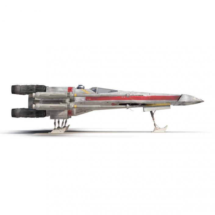 3D Star Wars X-Wing Starfighter and R2D2 Red 2 model