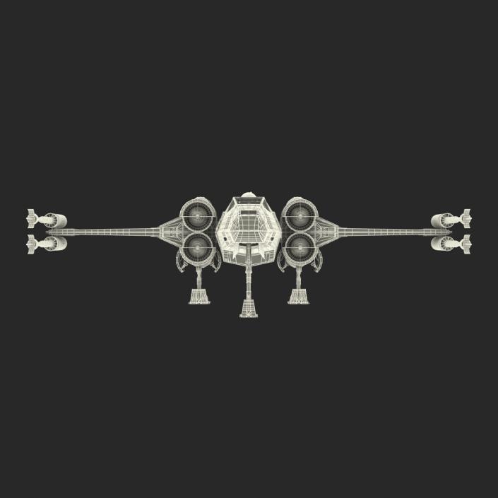 Star Wars X-Wing Starfighter and R2D2 Rigged Blue 3D model