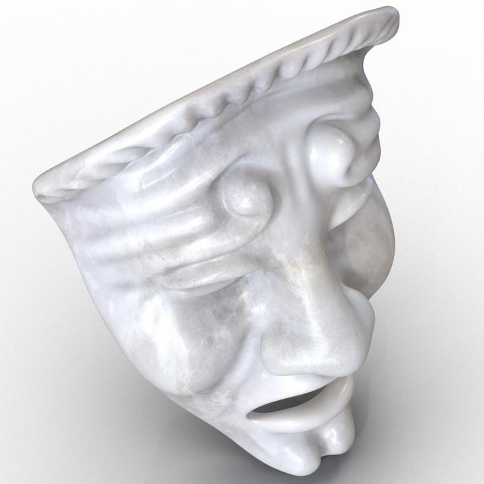 3D model Theatre Masks Set White Marble
