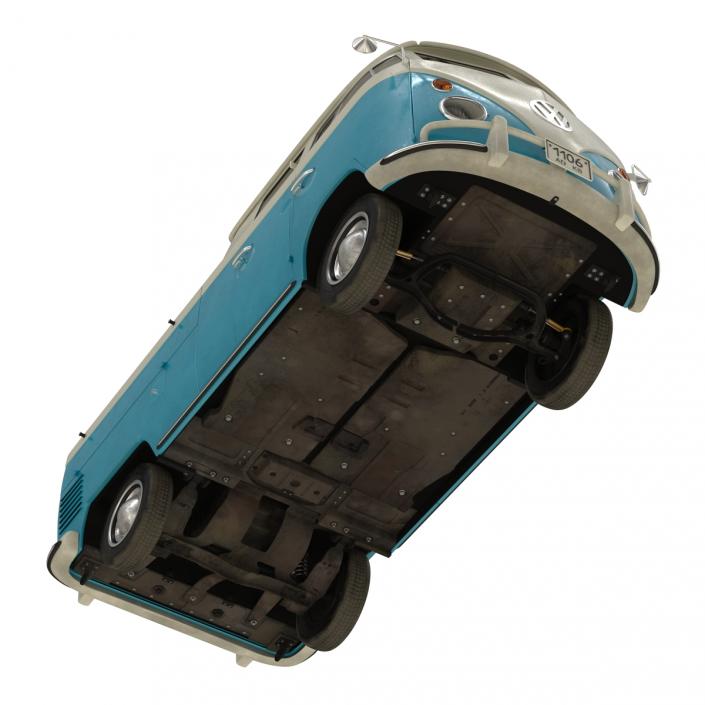 Volkswagen Type 2 Double Cab Pick Up Simple Interior Blue 2 3D model