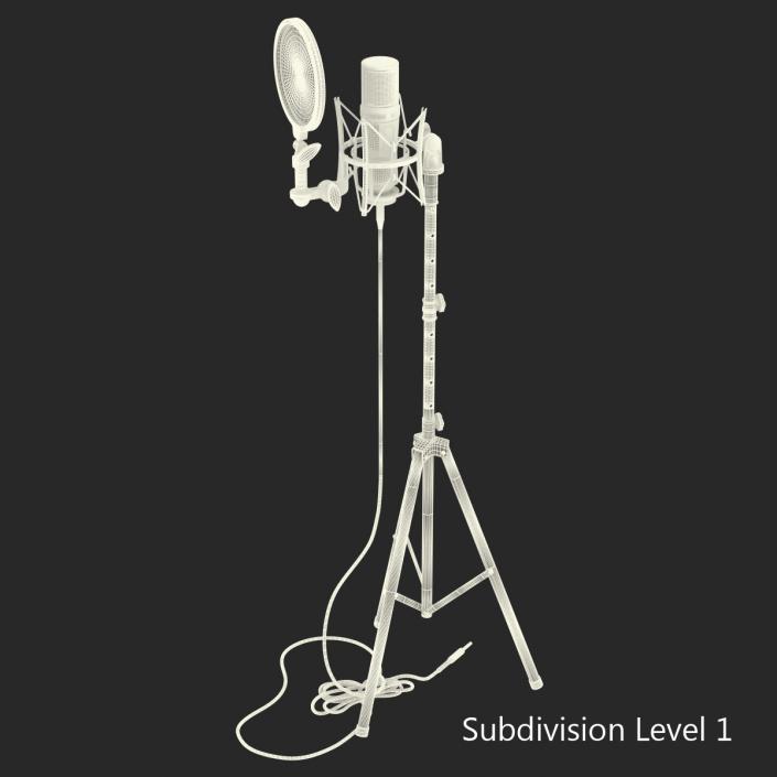 Studio Microphone and Stand 3D