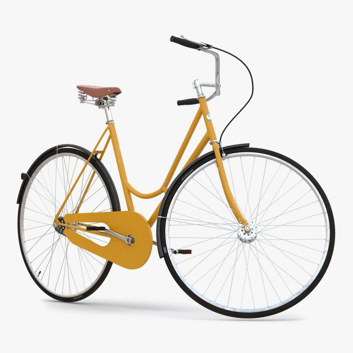 3D City Bike Yellow Rigged model