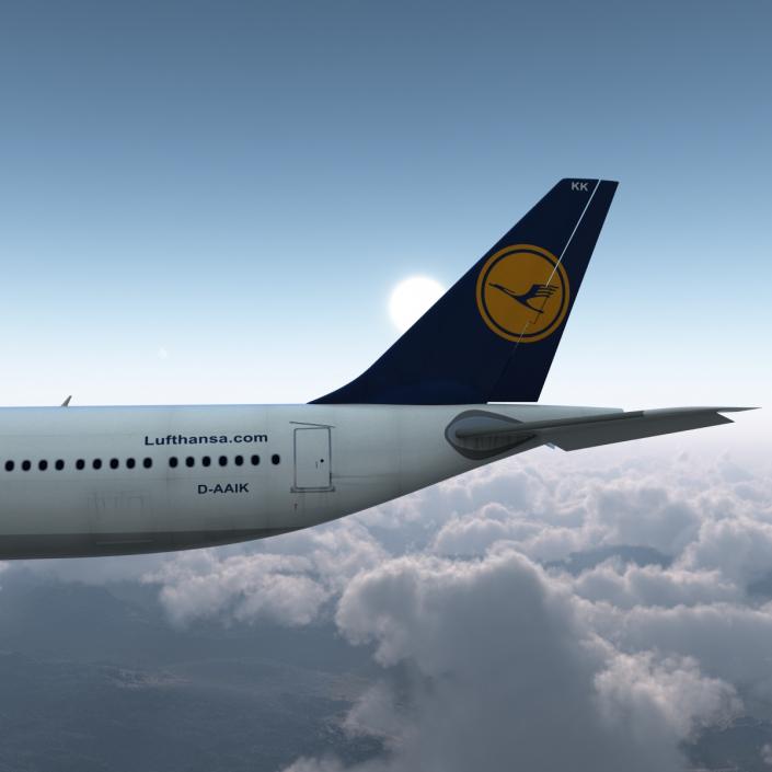 3D model Jet Airliner Airbus A330-300 Lufthansa Rigged